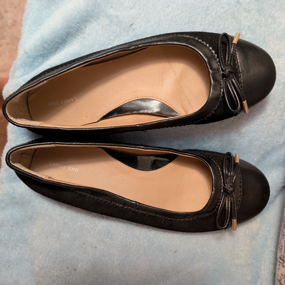 Lands' End Women's Black Bow Flats